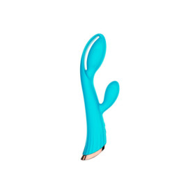 Vibromasseur bleu avec stimulateur de clitoris LRIS USB 